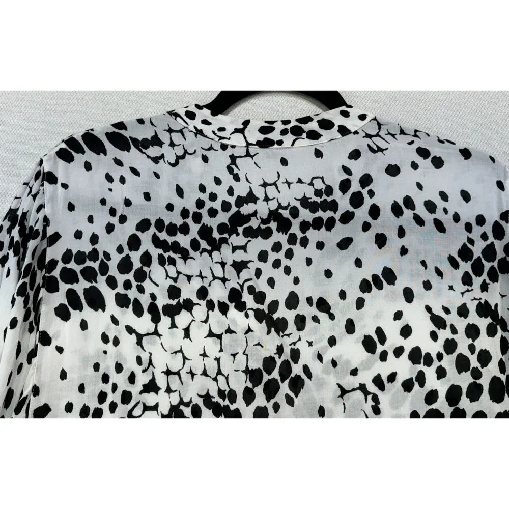 Express Womens Polka Dot Blouse Size M  Black & White - Picture 11 of 11